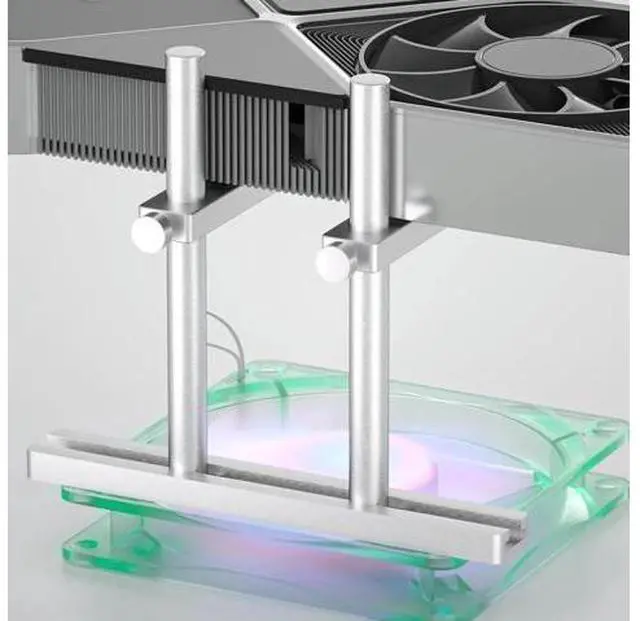 Alt view image 7 of 12 - Aomoproing Graphics Card GPU Support Bracket: Adjustable Aluminum GPU Sag Bracket Video Card GPU Stand Holder Graphics Card Support with Dual Stand (Silver 128mm)
