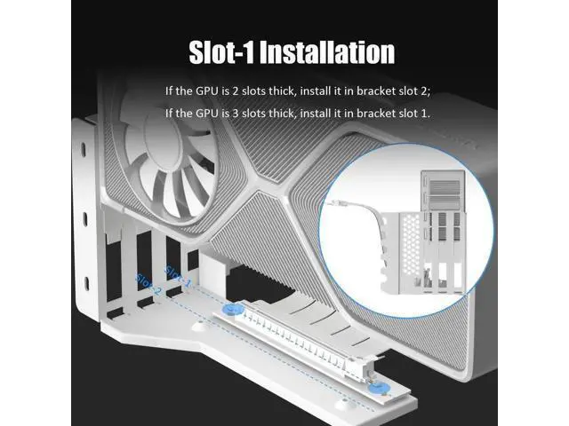 Alt view image 9 of 14 - Aomoproing 3-Slot GPU Support Bracket with 150mm PCIe 4.0 Riser Cable for GPU Vertical Mount, Compatible with RTX 40/30 Series and Radeon RX7000/RX6000 Series, PC Cases with Open PCI 7/8-slot Design