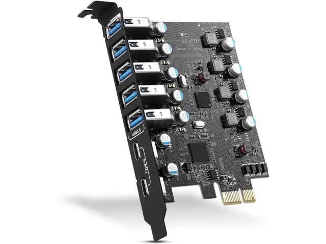 Alt view image 8 of 14 - AomoproingPCI-E to USB 3.0 7-Port(2X USB-C - 5X Type-A) Expansion Card,PCI Express USB Add in Card, Internal USB3 Hub Converter for Desktop PC Adapter Support Windows 10/8/7/XP and MAC OS 10.8.2 Above
