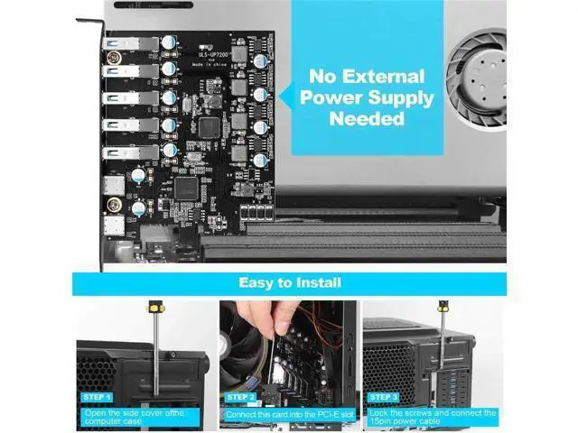 Alt view image 12 of 14 - AomoproingPCI-E to USB 3.0 7-Port(2X USB-C - 5X Type-A) Expansion Card,PCI Express USB Add in Card, Internal USB3 Hub Converter for Desktop PC Adapter Support Windows 10/8/7/XP and MAC OS 10.8.2 Above