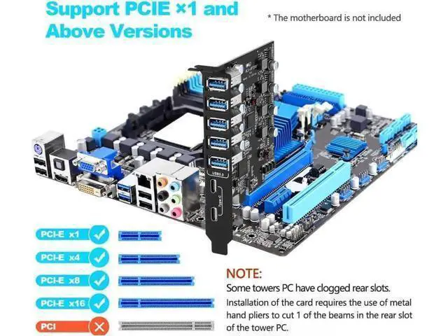 Alt view image 14 of 14 - AomoproingPCI-E to USB 3.0 7-Port(2X USB-C - 5X Type-A) Expansion Card,PCI Express USB Add in Card, Internal USB3 Hub Converter for Desktop PC Adapter Support Windows 10/8/7/XP and MAC OS 10.8.2 Above