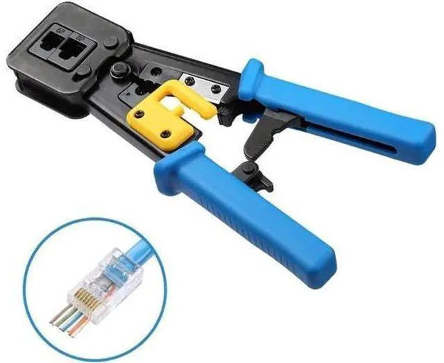 Alt view image 9 of 14 - Aomoproing RJ45 Crimp Tool Pass Through Cat5 Cat5e Cat6 Crimping Tool for RJ45/RJ12 Regular and End-Pass-Through connectors