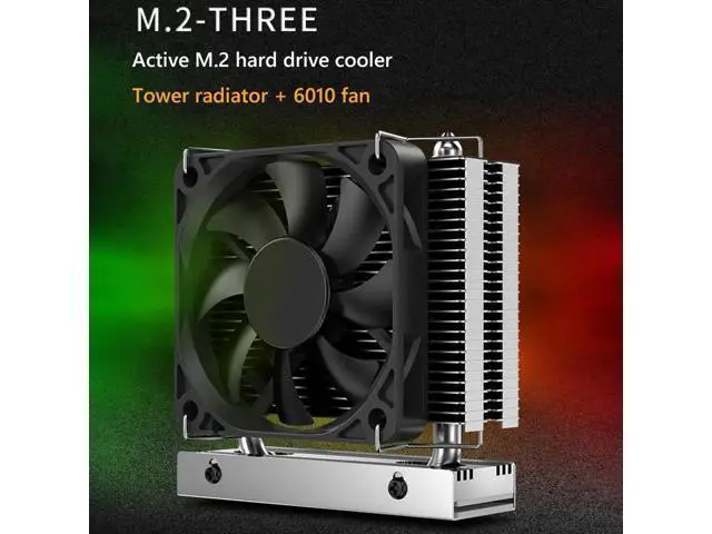 Alt view image 13 of 14 - M.2-THREE M2 2280 Solid State Hard Disk Heat Sink with 6010 Fan SSD Radiator PCI-E 4.0/5.0 Aluminum Heatsink Cooling Thermal Pad