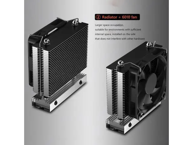 Alt view image 14 of 14 - M.2-THREE M2 2280 Solid State Hard Disk Heat Sink with 6010 Fan SSD Radiator PCI-E 4.0/5.0 Aluminum Heatsink Cooling Thermal Pad