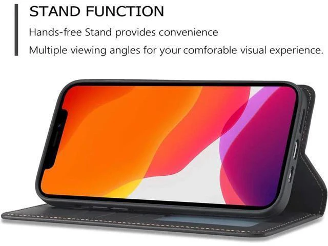 Alt view image 13 of 14 - Case for iPhone 12 Pro Max Premium PU Leather Cover TPU Bumper with Card Holder Kickstand Hidden Magnetic Adsorption Shockproof Flip Wallet Case for iPhone 12 Pro Max 6.7 inch
