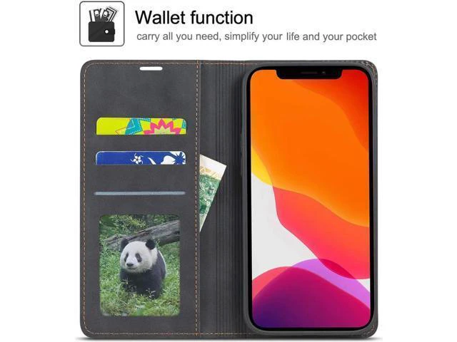 Alt view image 10 of 14 - Case for iPhone 12 Pro Max Premium PU Leather Cover TPU Bumper with Card Holder Kickstand Hidden Magnetic Adsorption Shockproof Flip Wallet Case for iPhone 12 Pro Max 6.7 inch