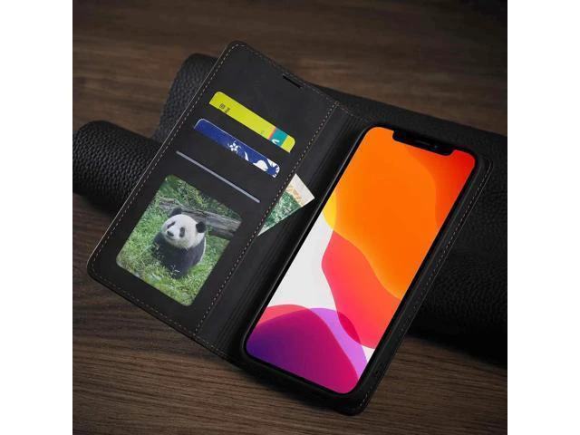 Alt view image 12 of 14 - Case for iPhone 12 Pro Max Premium PU Leather Cover TPU Bumper with Card Holder Kickstand Hidden Magnetic Adsorption Shockproof Flip Wallet Case for iPhone 12 Pro Max 6.7 inch