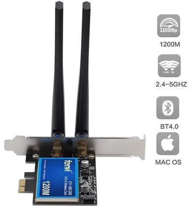 Alt view image 10 of 14 - Desktop Dual Band 802.11ac BCM94360CS2 Wireless-AC WiFi Bluetooth 4.0 PCI-E Adapter For