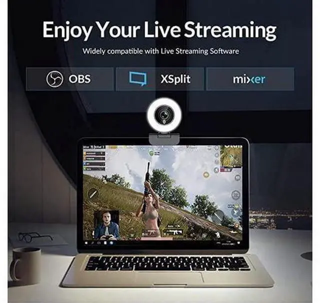 Alt view image 9 of 12 - Streaming 1080P HD Webcam Built in Adjustable Ring Light and Mic. Advanced autofocus AF Web Camera for Google Meet Gamer Facebook YouTube Streamer