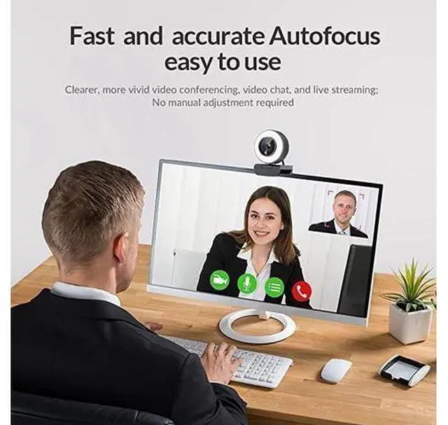 Alt view image 11 of 12 - Streaming 1080P HD Webcam Built in Adjustable Ring Light and Mic. Advanced autofocus AF Web Camera for Google Meet Gamer Facebook YouTube Streamer