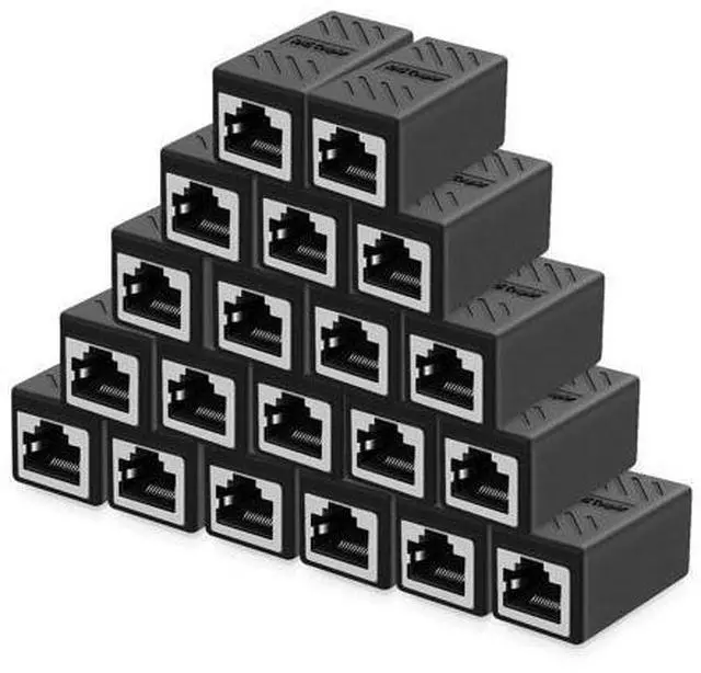 Alt view image 8 of 14 - RJ45 Inline Coupler Ethernet Extender Cat7 Cat6 Cat5e Ethernet Coupler Female to Female(RJ45 Coupler Black 20 Pack)