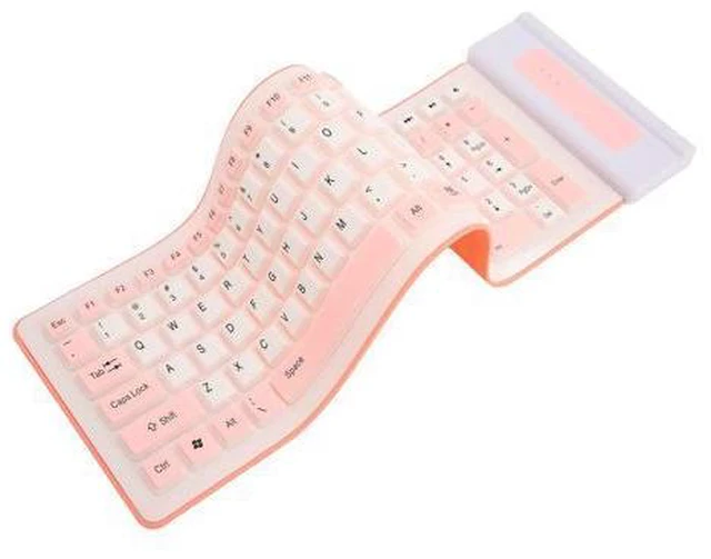 Alt view image 6 of 10 - Wireless Silicone Keyboard, Foldable Silicone Keyboard Soft Waterproof Rollup Keyboard for PC Laptop Notebook, 103 Keys, Mute Typing, Lightweight ()