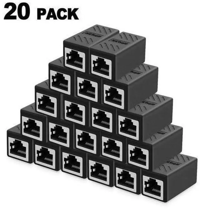 Alt view image 9 of 14 - RJ45 Inline Coupler Ethernet Extender Cat7 Cat6 Cat5e Ethernet Coupler Female to Female(RJ45 Coupler Black 20 Pack)