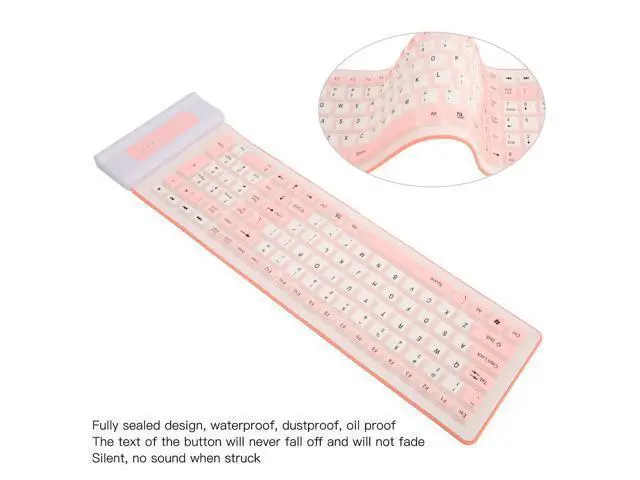 Alt view image 7 of 10 - Wireless Silicone Keyboard, Foldable Silicone Keyboard Soft Waterproof Rollup Keyboard for PC Laptop Notebook, 103 Keys, Mute Typing, Lightweight ()