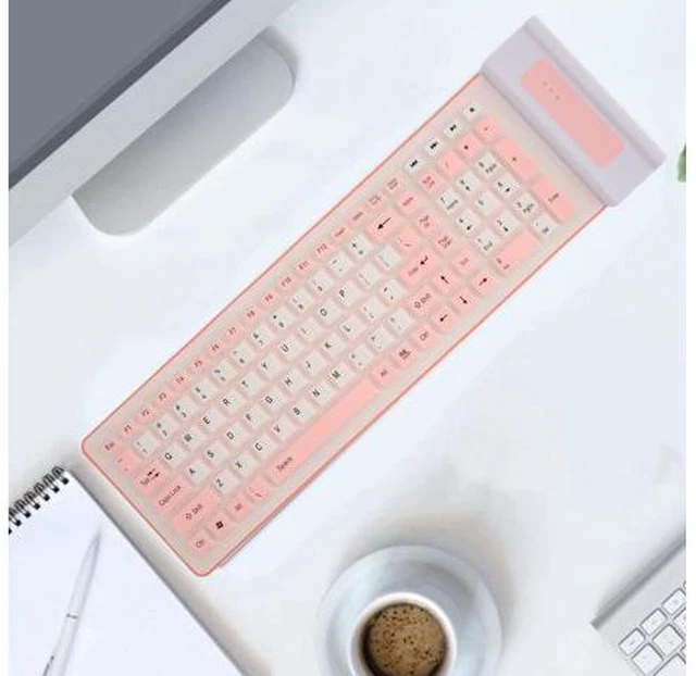 Alt view image 9 of 10 - Wireless Silicone Keyboard, Foldable Silicone Keyboard Soft Waterproof Rollup Keyboard for PC Laptop Notebook, 103 Keys, Mute Typing, Lightweight ()