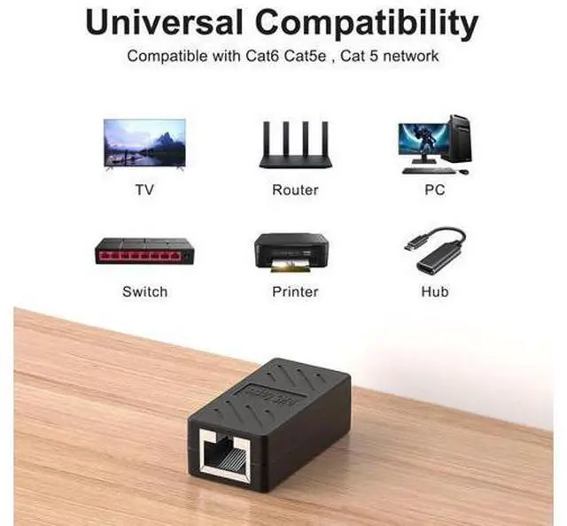 Alt view image 13 of 14 - RJ45 Inline Coupler Ethernet Extender Cat7 Cat6 Cat5e Ethernet Coupler Female to Female(RJ45 Coupler Black 20 Pack)