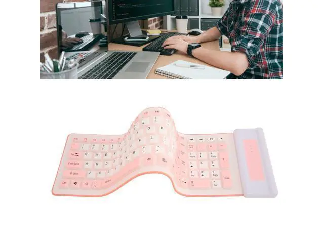 Alt view image 10 of 10 - Wireless Silicone Keyboard, Foldable Silicone Keyboard Soft Waterproof Rollup Keyboard for PC Laptop Notebook, 103 Keys, Mute Typing, Lightweight ()