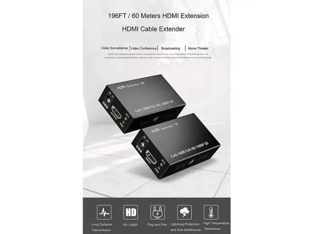 Alt view image 9 of 14 - AOMOPROING HDMI Extender 196ft/60m Over LAN Single CAT5e/CAT6A/CAT7,HDMI to RJ45 Network Adapter,RJ45 to HDMI Uncompressed 1080P@60Hz,Direct 1 to 1 Extender,Network LAN,Network Extension