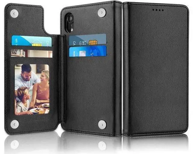Alt view image 8 of 14 - iPhone XR Wallet Case Premium Leather iPhone XR Cases Folio Flip Case with Kickstand Card Holder Slots Screen Protector Shockproof Protective Cover for Apple iPhone XR 6.1 inch