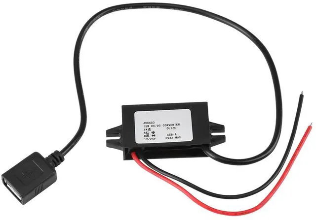 Alt view image 3 of 4 - DC-DC Buck Adapter 12V/24V to USB 5V 3A Converter Regulator Cable Wires