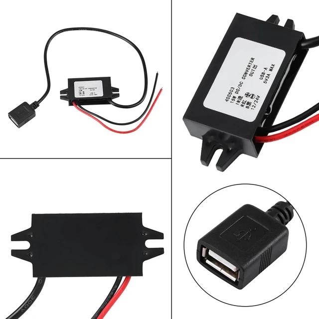 Alt view image 4 of 4 - DC-DC Buck Adapter 12V/24V to USB 5V 3A Converter Regulator Cable Wires