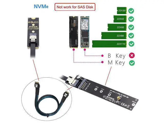Alt view image 9 of 14 - M.2 NVME NGFF M-Key SSD Male to Female Extension Cable 40cm with SFF-8654 Connector Adapter for Mainboard SSD 2280/22110