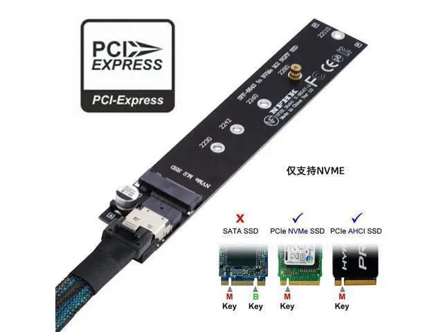 Alt view image 12 of 14 - M.2 NVME NGFF M-Key SSD Male to Female Extension Cable 40cm with SFF-8654 Connector Adapter for Mainboard SSD 2280/22110