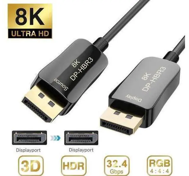 Alt view image 8 of 14 - 3.3ft DP 1.4 Gold-Plated DisplayPort to DisplayPort Cable, Supports 8K@60Hz 4K@144Hz for Gaming Monitor Laptop PC Projector TV