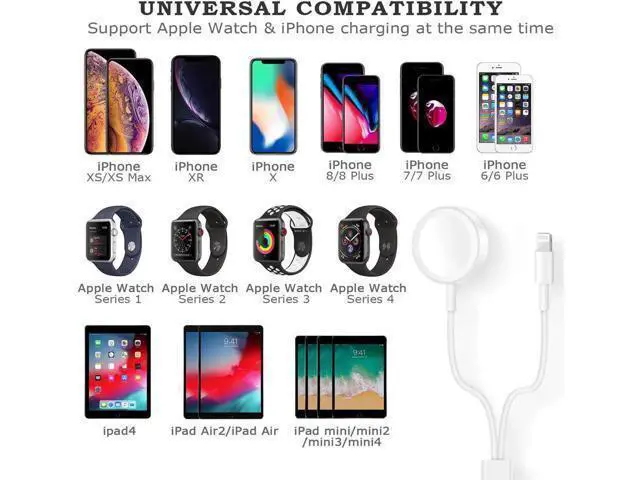 Alt view image 13 of 14 - Apple Watch Charger, 2 in 1 iphone Charger With 3.3ft/1.0m Portable Charging Cable Compatible With for Apple Watch Series 4/3/2/1, iPhoneXR/XS/XS Max/X/8/8Plus/7/7Plus/6/6Plus/iPad4/iPad Air/iPad mini