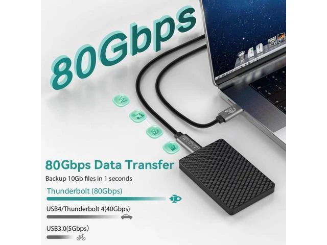 Alt view image 11 of 12 - AOMOPROING USB4 for Thunderbolt 5 Cable 3.3ft (1m) 80Gbps, 240W PD Fast Charging, 16K/8K Video, Compatible with MacBook Pro/Air, iPad Pro, Dell XPS, Surface Laptop, Galaxy Book