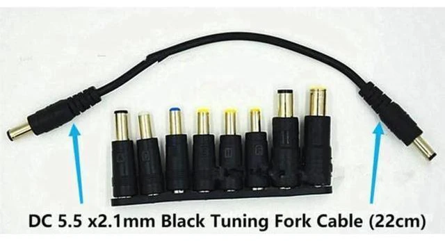 Alt view image 10 of 14 - Laptop DC Power Adapter 8-in-1 Universal DC Plug 5.5mm x 2.1mm Female to Male Adapter Connector with DC 5.5 x2.1mm Black Tuning Fork Cable 22cm/8.67 inch