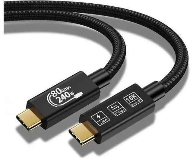 Alt view image 8 of 14 - 1.6ft Upgraded Thunderbolt 5 Cable, 80Gbps High Speed USB4 Cable, 240W Fast Charging, Compatible with Thunderbolt 3/4/5 & All USB-C Devices