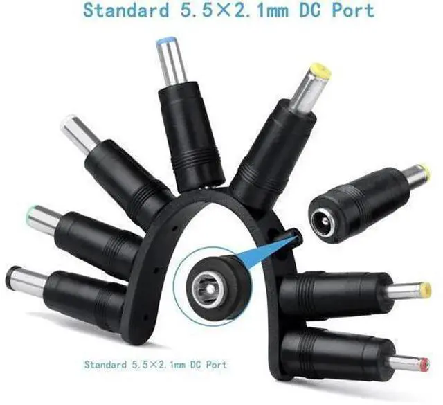 Alt view image 14 of 14 - Laptop DC Power Adapter 8-in-1 Universal DC Plug 5.5mm x 2.1mm Female to Male Adapter Connector with DC 5.5 x2.1mm Black Tuning Fork Cable 22cm/8.67 inch
