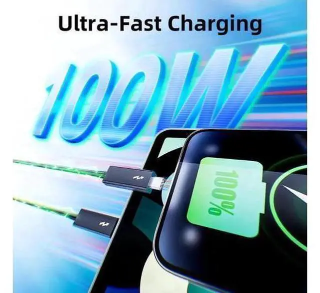 Alt view image 9 of 14 - 2.3ft/0.7m Thunderbolt 3 Cable, USB-C to USB-C, 40Gbps, 100W Charging, 5K/4K@60Hz Video for MacBook, Docking Station, Dell, iPad Air 4 & iPad Pro 2025