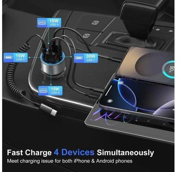 Alt view image 11 of 14 - USB C Car Charger with Voltage Display, 3 Pack 65W Super Fast Charging Car Phone Charger Dual USB-A & USBC Cargador Carro Cigarette Lighter Adapter Volt Meter for iPhone,Samsung,Tablet,Android