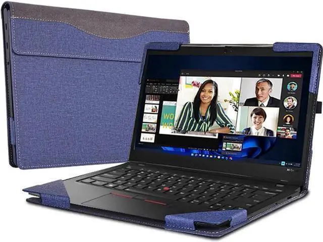 Alt view image 2 of 2 - Case for Lenovo ThinkPad X1 Carbon Gen 10 / Gen 9 / Yoga Gen 7 / Yoga Gen 6 14 inch, PU Leather Protective Hard Shell Cover Blue