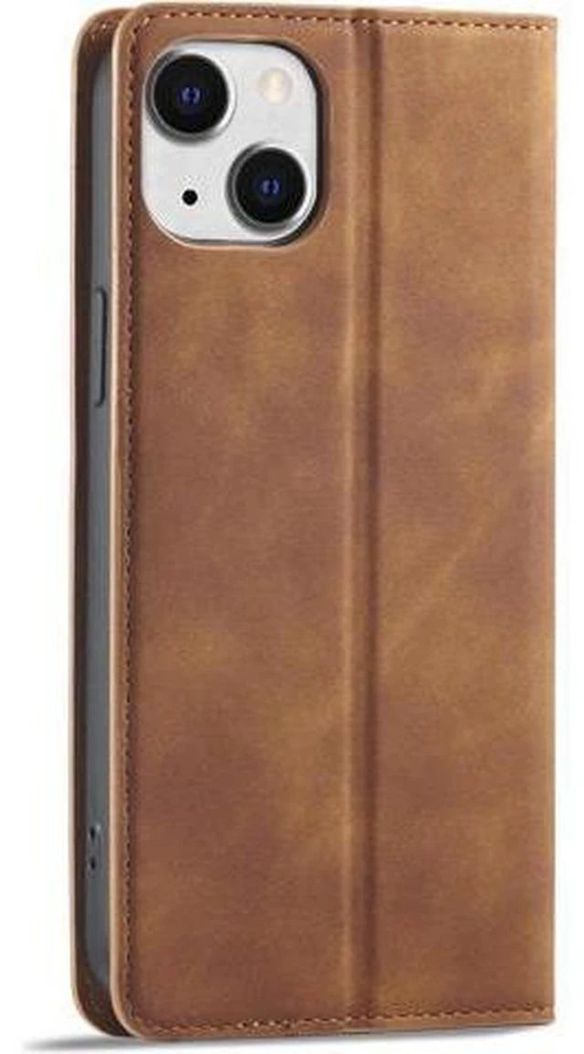 Alt view image 13 of 14 - Case for iPhone 14 Plus 6.7 inch Premium PU Leather Cover with Card Holder Kickstand Shockproof Flip Wallet Cover Brown