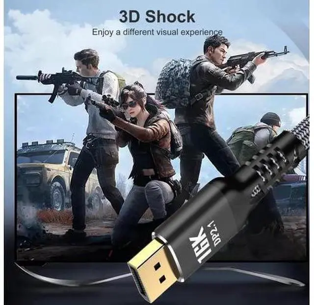 Alt view image 8 of 12 - AOMOPROING 16K Displayport to Display Port 2.1 6.6FT, 40Gbps Display Cord, 4K Video Monitor Cable Support 8K@120Hz 4K@240Hz HDR/eARC/FreeSync/G-Sync Connecting PC/Computer/Gaming/Graphics Card