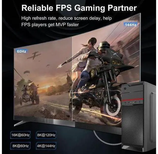 Alt view image 10 of 12 - AOMOPROING 16K Displayport to Display Port 2.1 6.6FT, 40Gbps Display Cord, 4K Video Monitor Cable Support 8K@120Hz 4K@240Hz HDR/eARC/FreeSync/G-Sync Connecting PC/Computer/Gaming/Graphics Card