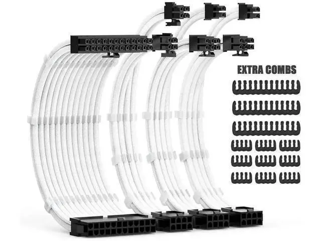 Alt view image 4 of 6 - 30CM ATX PSU Extension Cable Kit with Cable Combs, Includes 24Pin, 8Pin(4+4), 8Pin(6+2) Modular Power Extension Cords