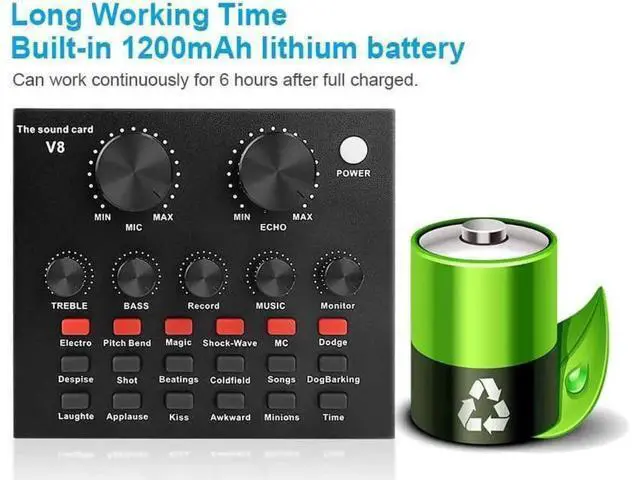 Alt view image 9 of 14 - Live Sound Card Portable Mobile Audio Mixer, Karaoke Sound Mixer Recording Sound Card for Live Broadcast K Songs Recording Voice Chatting