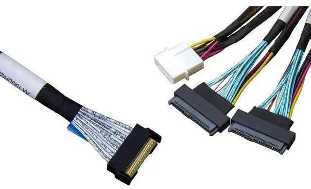 Alt view image 7 of 9 - 80cm PCIe 4.0 MCIO 74Pin to Dual 68Pin Splitter Cable with Power, x8 to Dual Port Adapter Cable