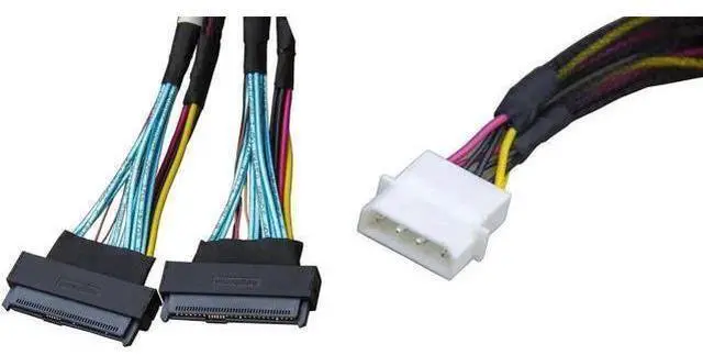 Alt view image 5 of 9 - 80cm PCIe 4.0 MCIO 74Pin to Dual 68Pin Splitter Cable with Power, x8 to Dual Port Adapter Cable