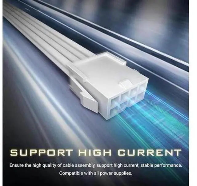 Alt view image 13 of 14 - PSU Cables, Sleeved Cable Extension Kit /24pin ATX /4+4pin EPS /8-pin PCI-E /6pin PCI-E PSU Extension Cable Kit 30cm Length with Combs, White ConnectorWhite