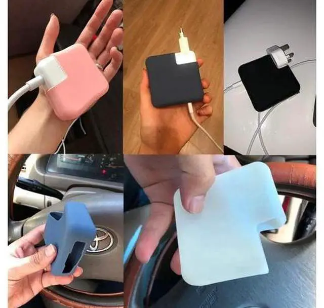 Alt view image 11 of 14 - Silicone Charger Protective Cover Case for MacBook Air 13 inch 2020 2019 2018 A2337 M1 A2179 A1932 Retina Display fits Touch IDPower Protector Case