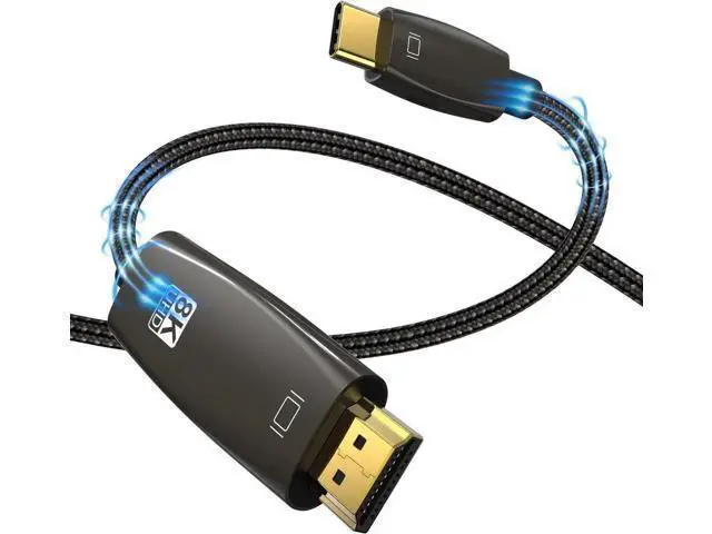 Alt view image 8 of 14 - USB C to HDMI 2.1 Cable 10FT, Thunderbolt 3/4 Compatible, (48Gpbs, 8K@30Hz, 4K@120Hz), for MacBook Pro, MacBook Air, iPad Pro, UHD TV, Projector and More