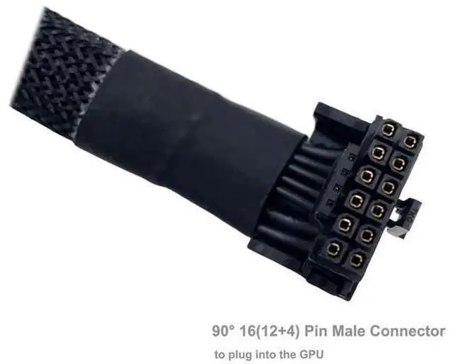 Alt view image 9 of 10 - Aomoproing 12VHPWR Cable, 16 Pin GPU PCIe 5.0 Female to Male Extension 90 Degree Angle 16AWG 600W Sleeved Adapter for 12+4pin RTX 4090 4080 4070Ti 3090Ti Graphic Card 7.1-inch (Type A)