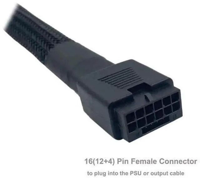 Alt view image 7 of 10 - Aomoproing 12VHPWR Cable, 16 Pin GPU PCIe 5.0 Female to Male Extension 90 Degree Angle 16AWG 600W Sleeved Adapter for 12+4pin RTX 4090 4080 4070Ti 3090Ti Graphic Card 7.1-inch (Type B)