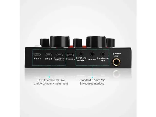 Alt view image 14 of 14 - Live Sound Card Portable Mobile Audio Mixer, Karaoke Sound Mixer Recording Sound Card for Live Broadcast K Songs Recording Voice Chatting