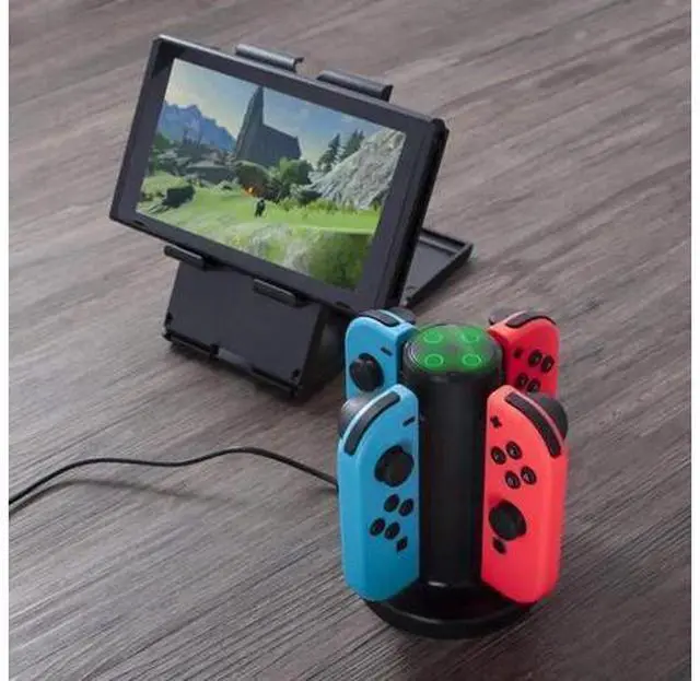 Alt view image 8 of 12 - Charging Dock for Nintendo Switch Joy Con, Charges Up to 4 Joy-Con Controllers Simultaneously (Black)